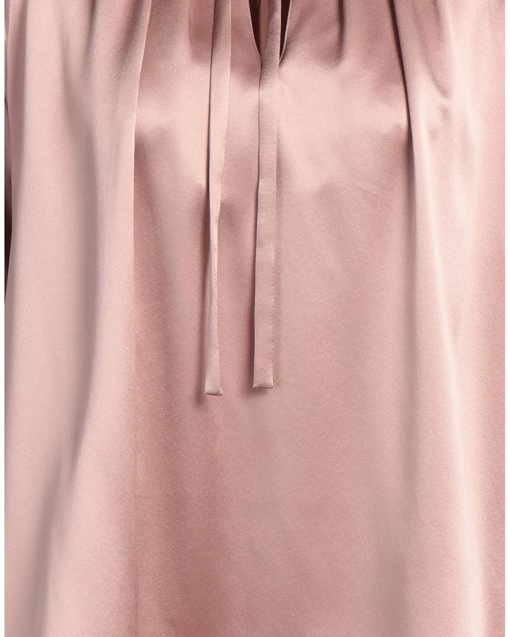 Max Mara Pink Solid-Colored Satin Long-Sleeve Top