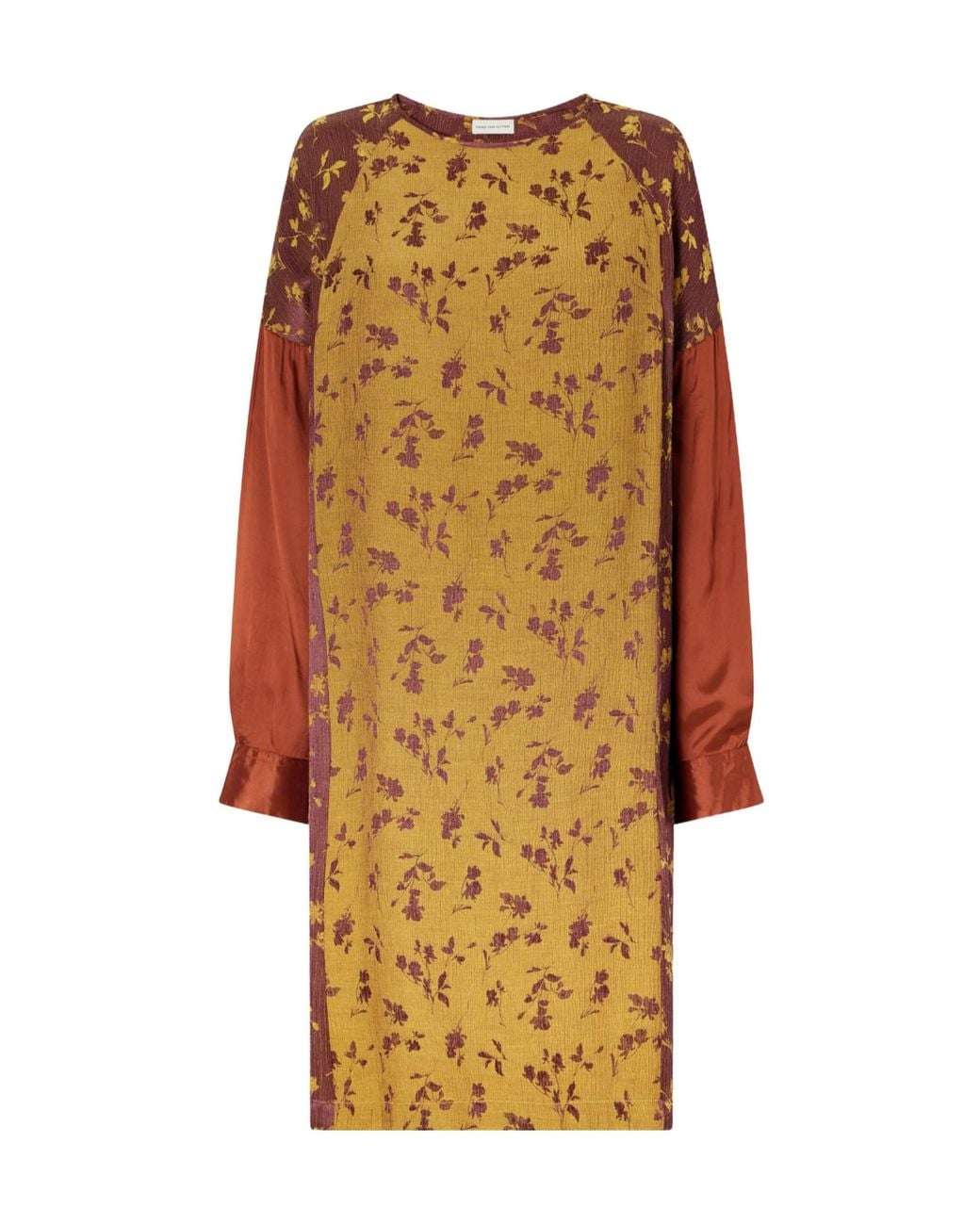Dries Van Noten Natural Satin-Trimmed Floral-Jacquard Midi Dress