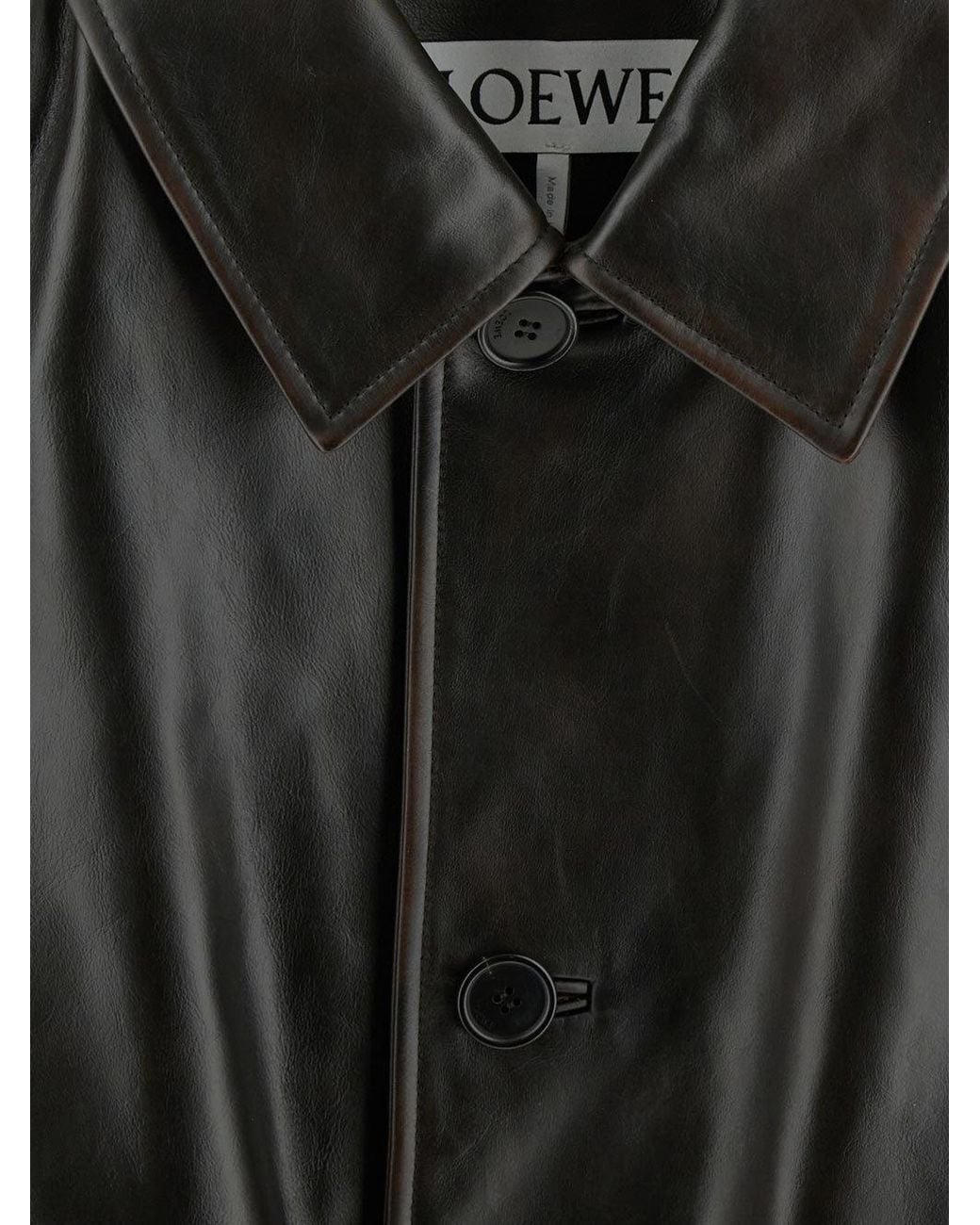 Loewe Black Button Fastened Leather Jacket for men