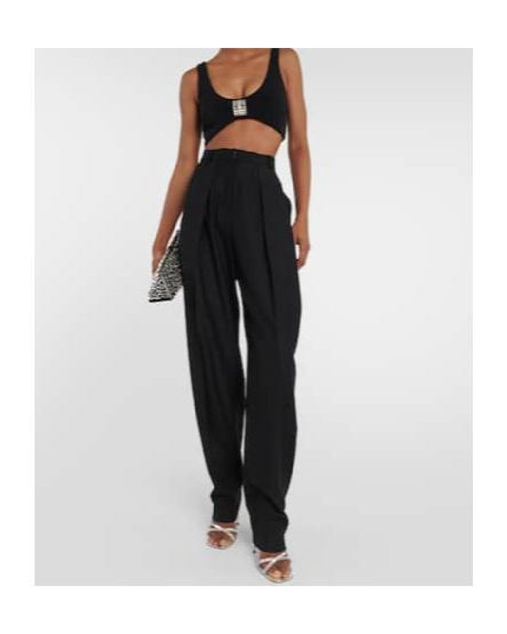David Koma Black Embellished Cady Bra Top