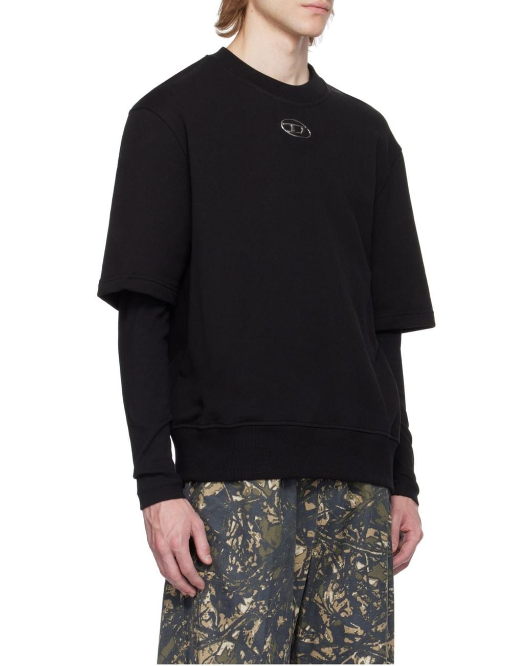 DIESEL Black Oval-D Half-Sleeved T-Shirt for men