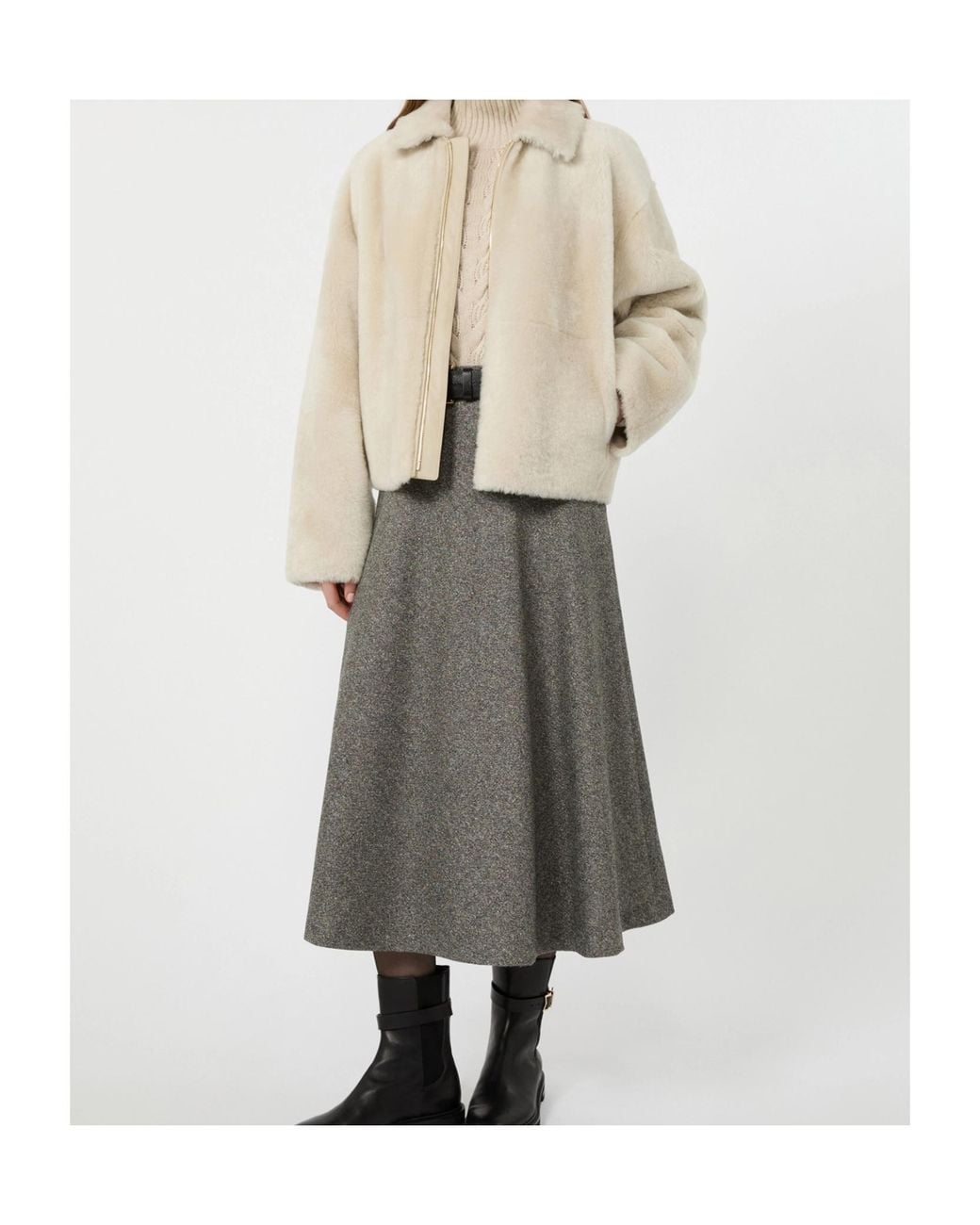 Max Mara Gray Studio Palazzi A-Line Midi Skirt