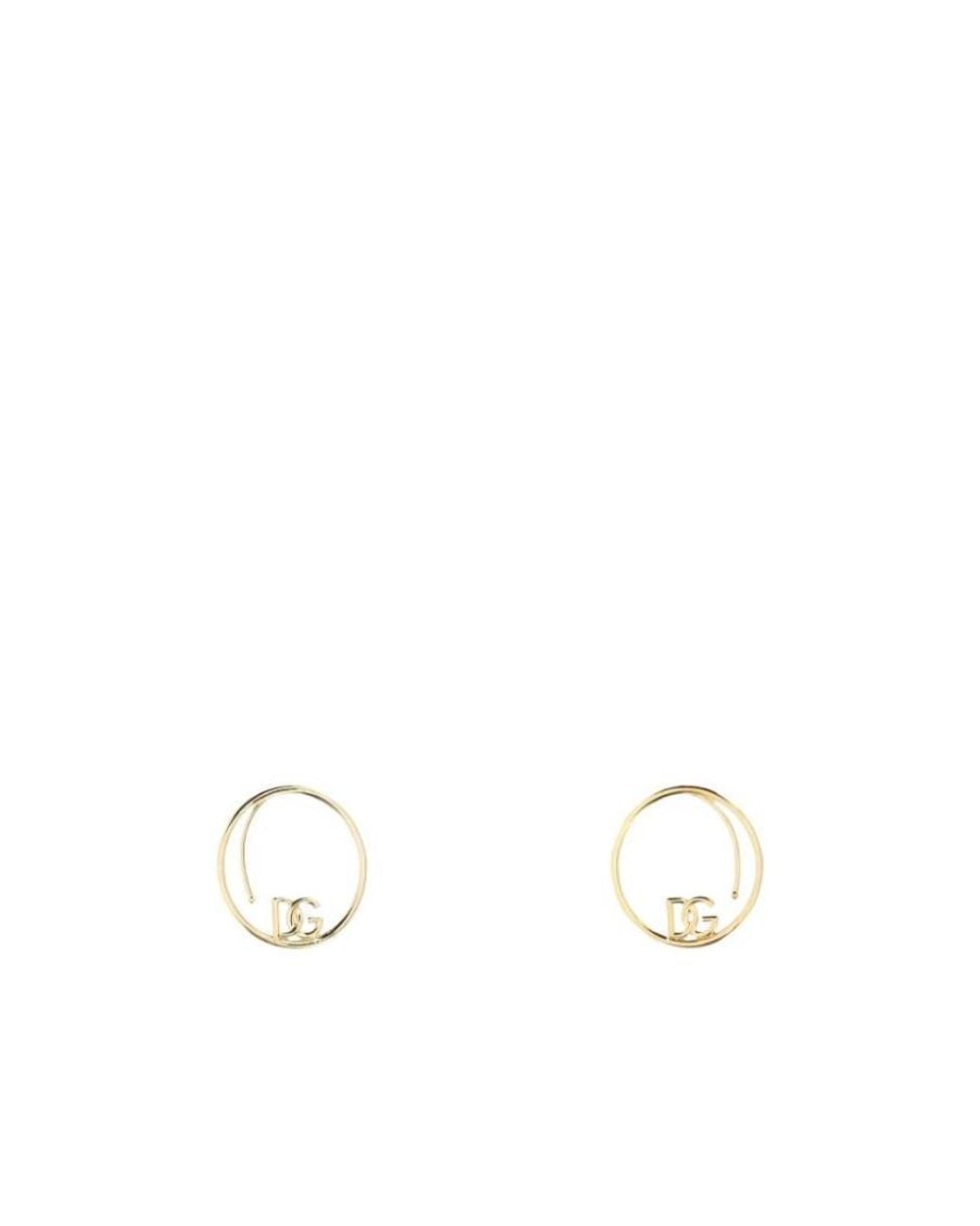 Dolce & Gabbana White Dg Logo Engraved Hoop Earrings