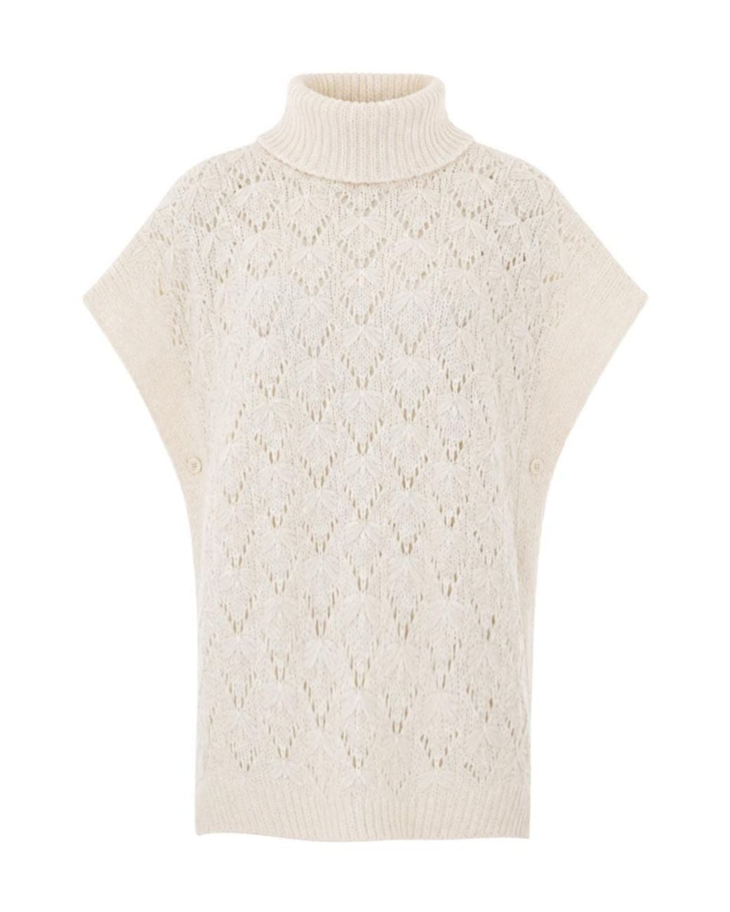 Fabiana Filippi White Open-Knit High Neck Cape