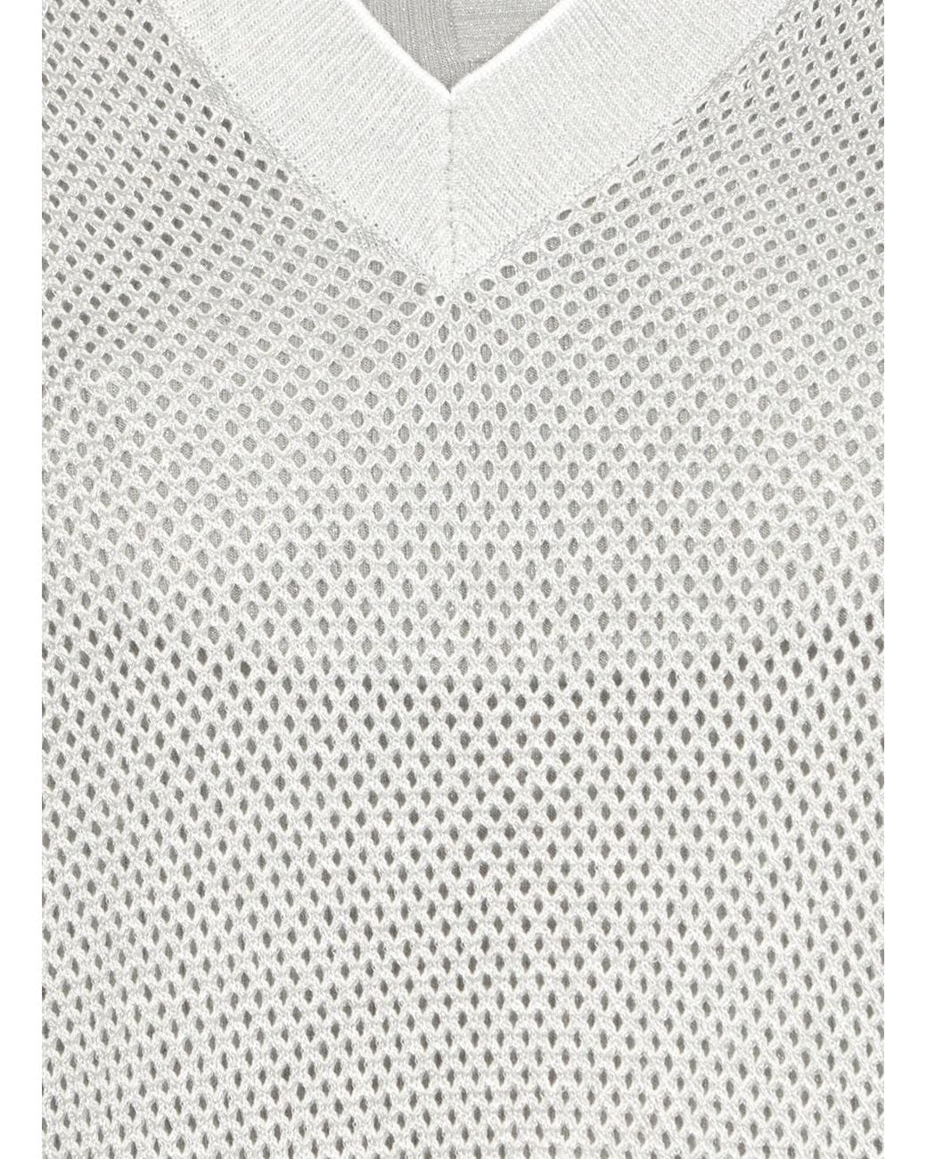 Brunello Cucinelli Gray V-Neck Knit Jumper