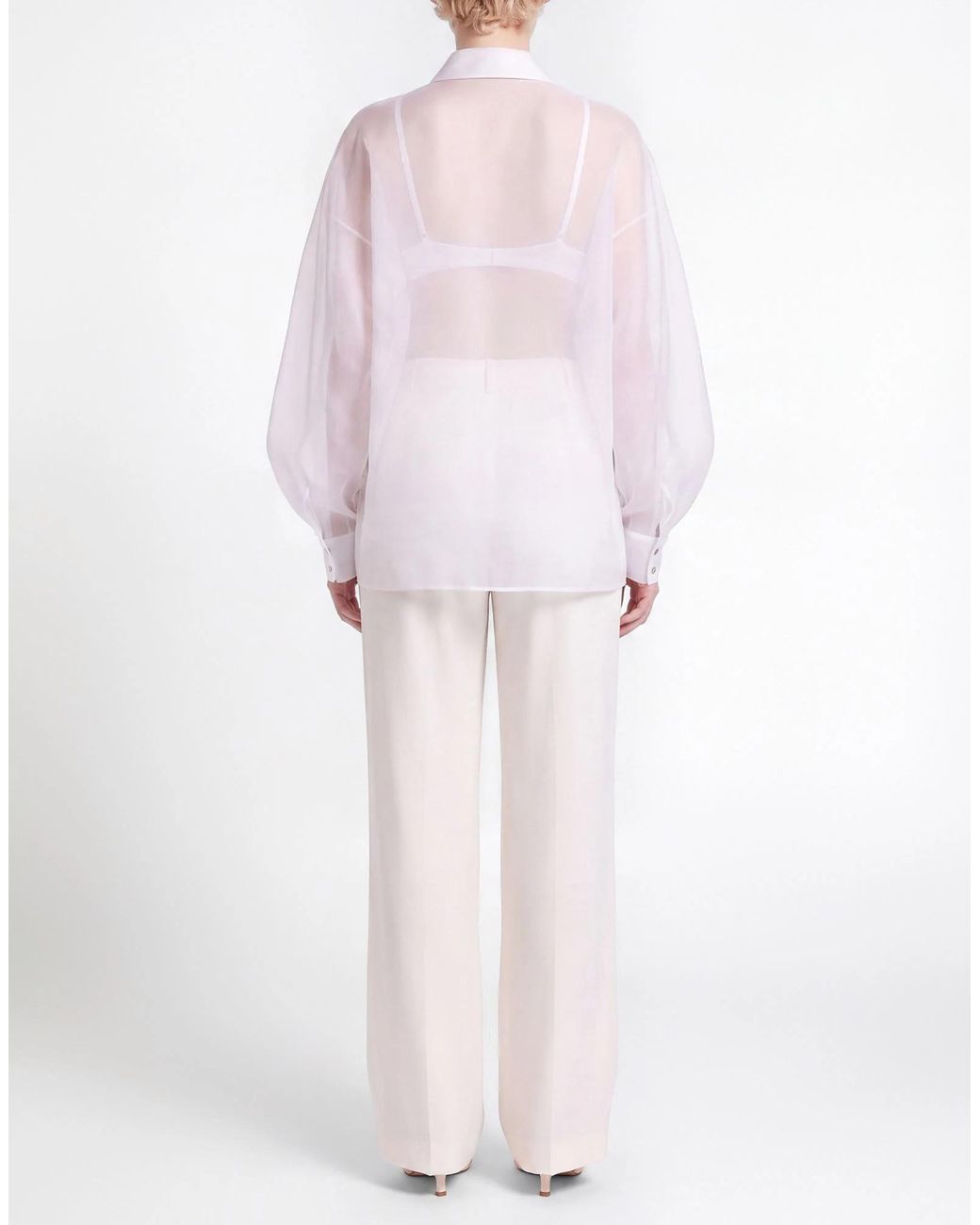 Max Mara White Sheer Long-Sleeve Shirt