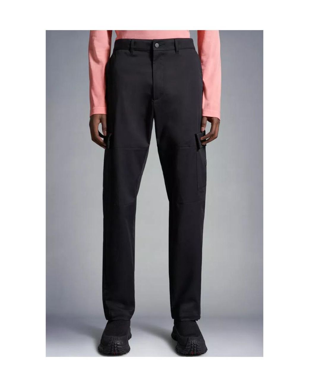 Moncler Black Stretch Gabardine Cargo Trousers for men