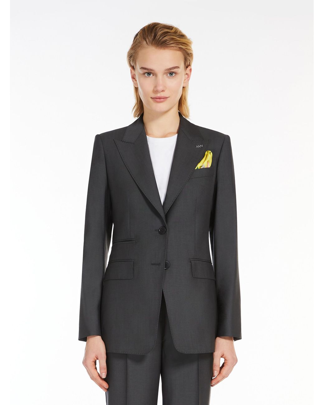 Max Mara Blue Single-Breasted Long-Sleeved Blazer