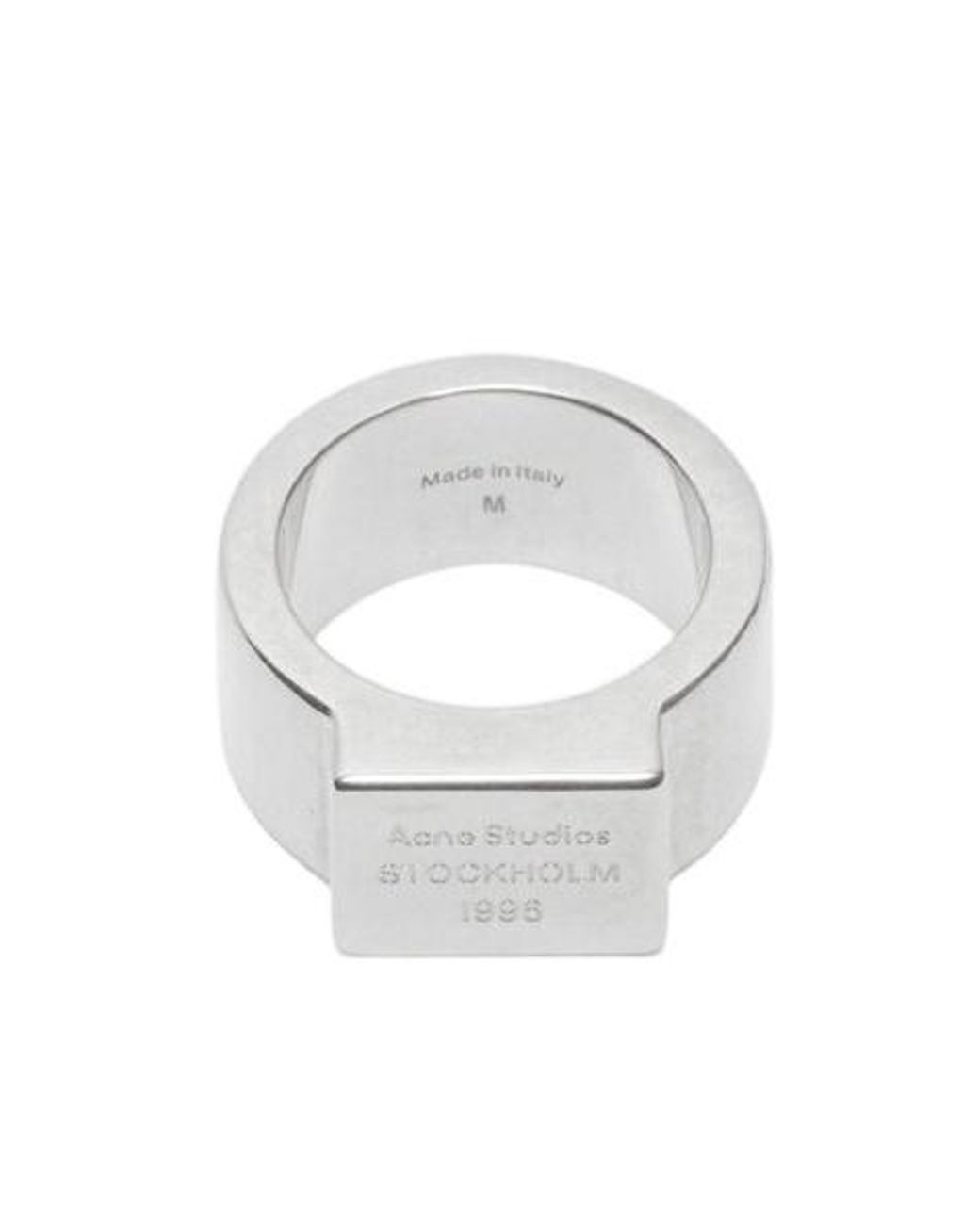 Acne Studios Rectangular-Logo Signet Ring in White for Men | Lyst UK