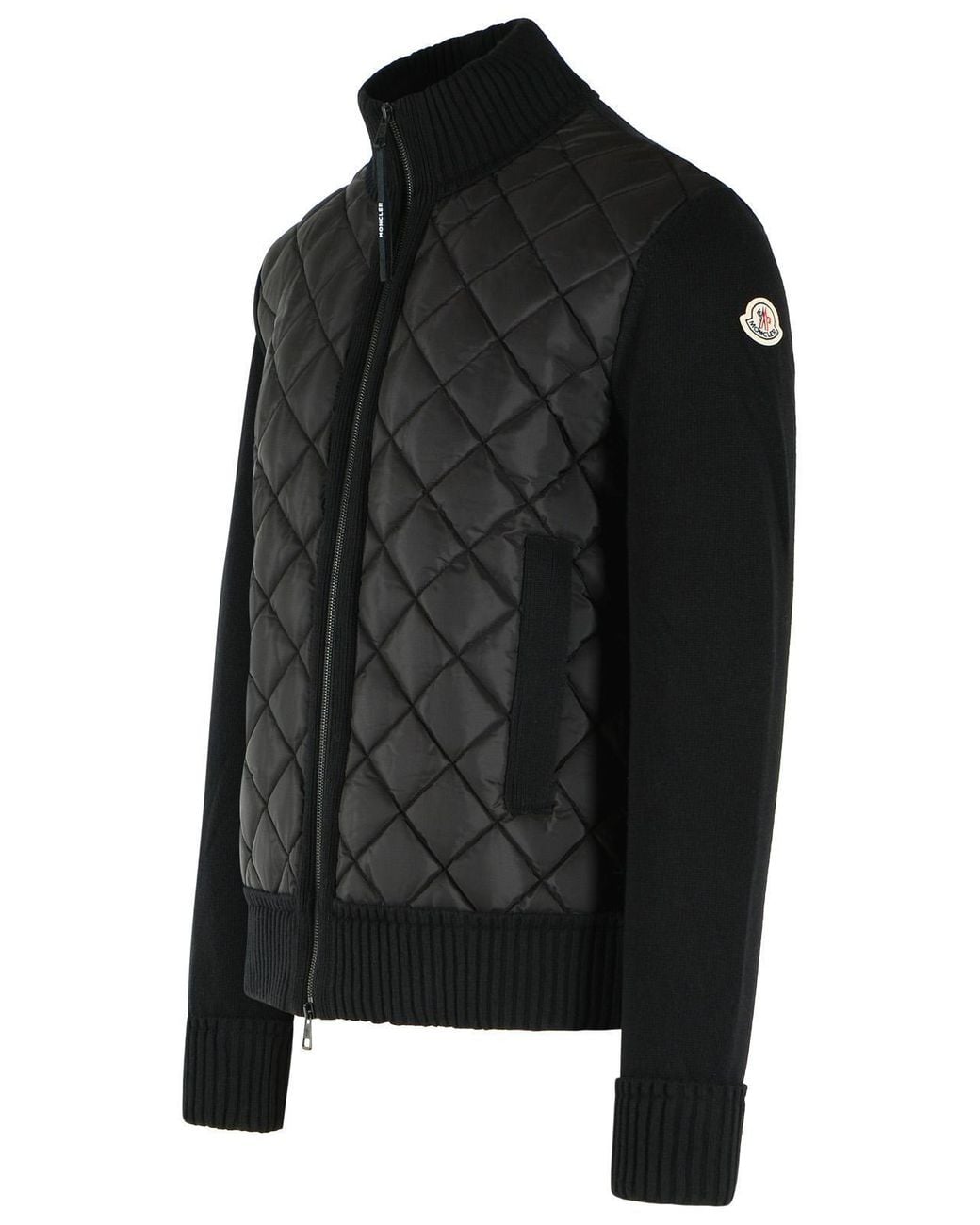 Moncler Black Quilted Zip-Up Cardigan for men