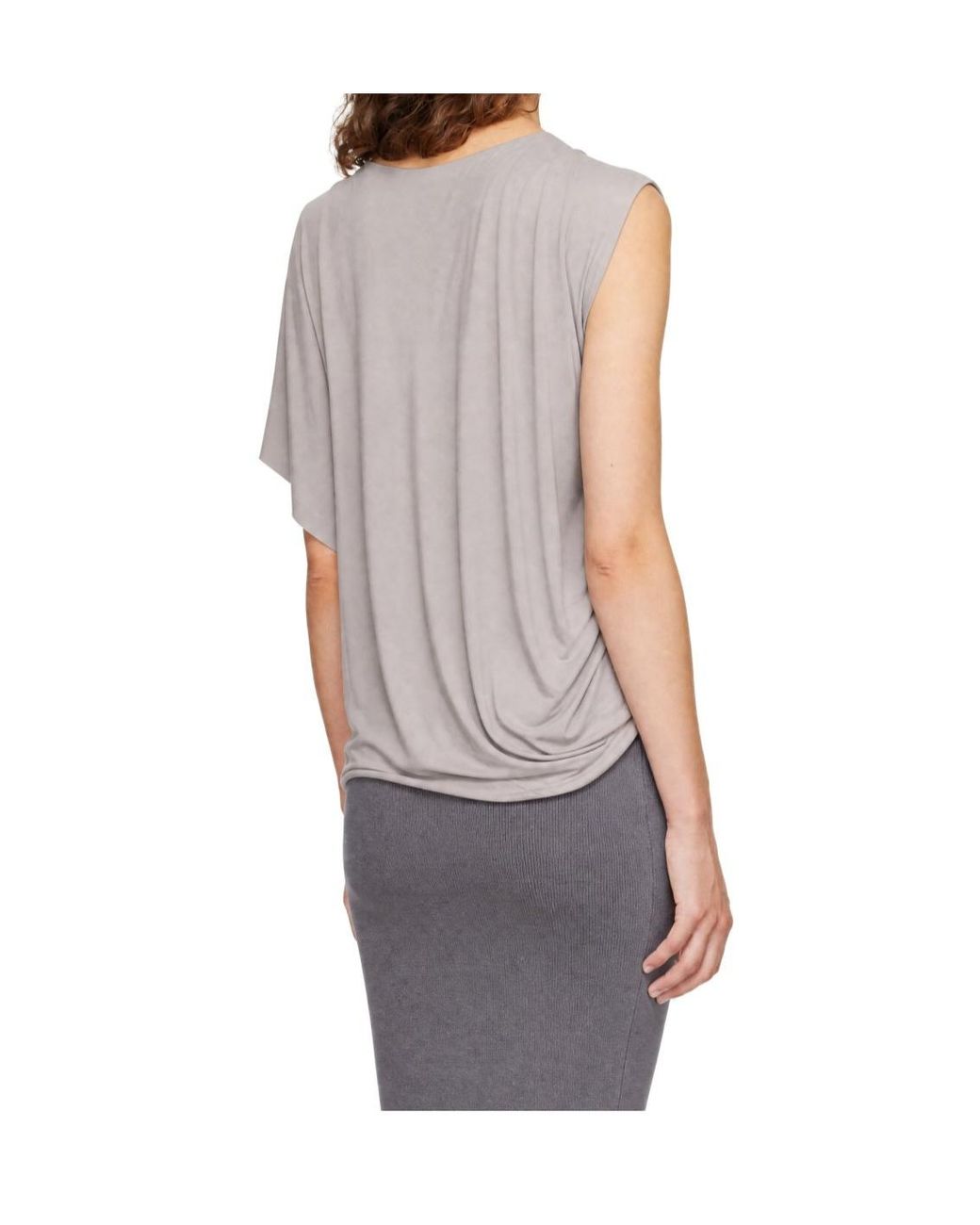 Entire studios Gray Asymmetric Draped Blouse