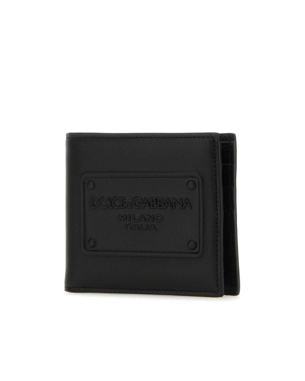 Dolce & Gabbana Black Logo Embossed Bifold Wallet for men