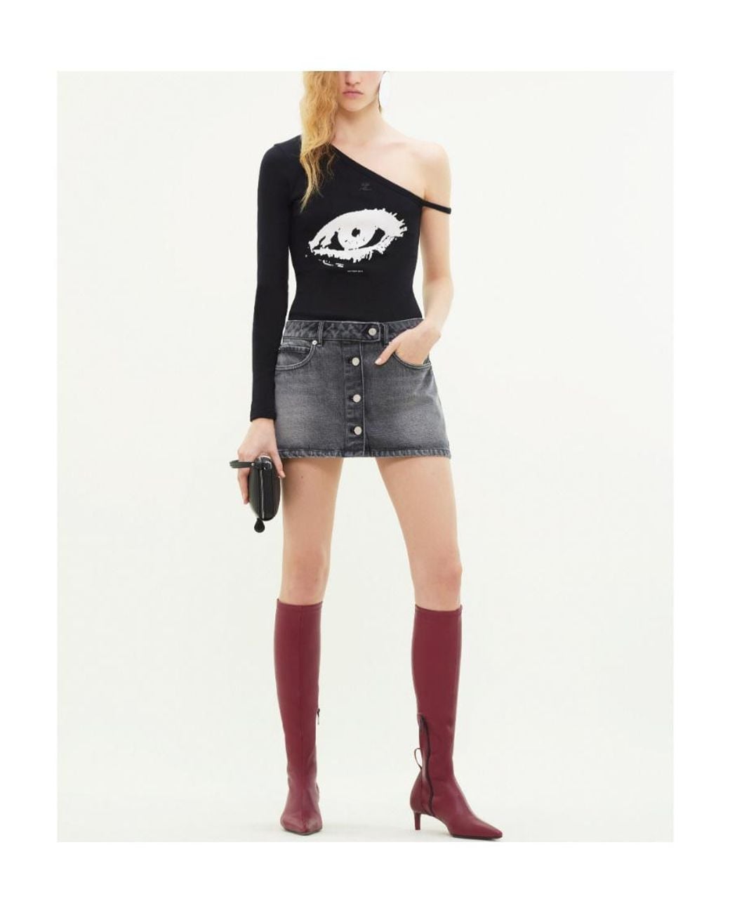 Courreges Black Courrèges Denim Trucker Mini Skirt