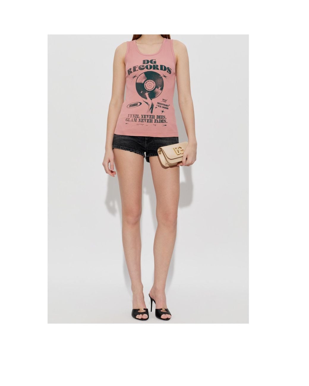 Dolce & Gabbana Pink Graphic Printed Ribbed Top