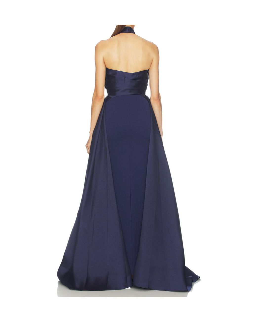 Solace London Blue The Rumi Crossover Halterneck Gown