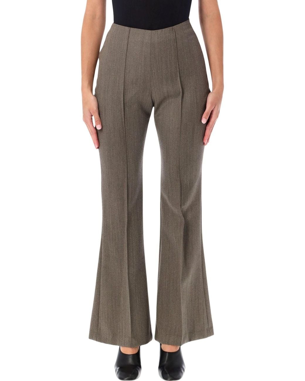 Frankie Shop Brown High-Waisted, Slightly Flared Casual Trousers