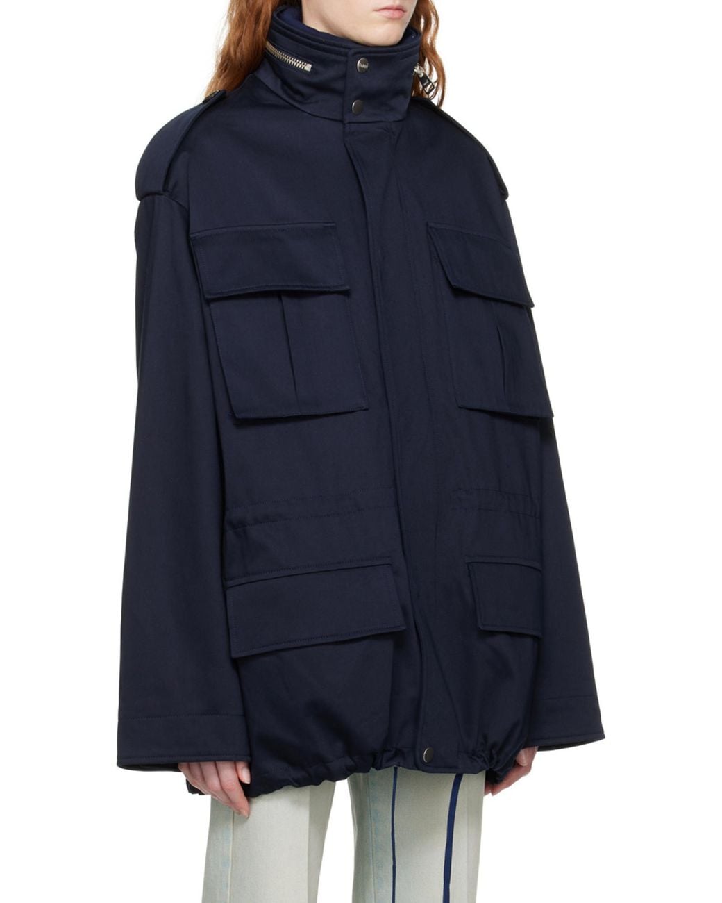 AMI Blue Ami High-Neck Zip-Up Jacket for men