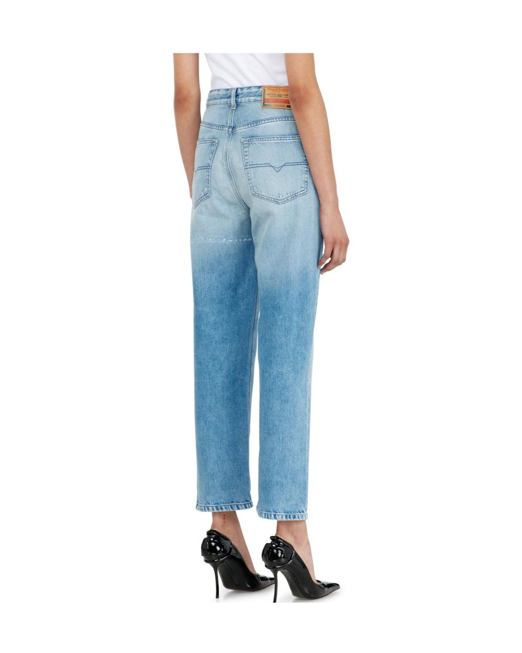 DIESEL Blue Distressed Straight-Leg Jeans