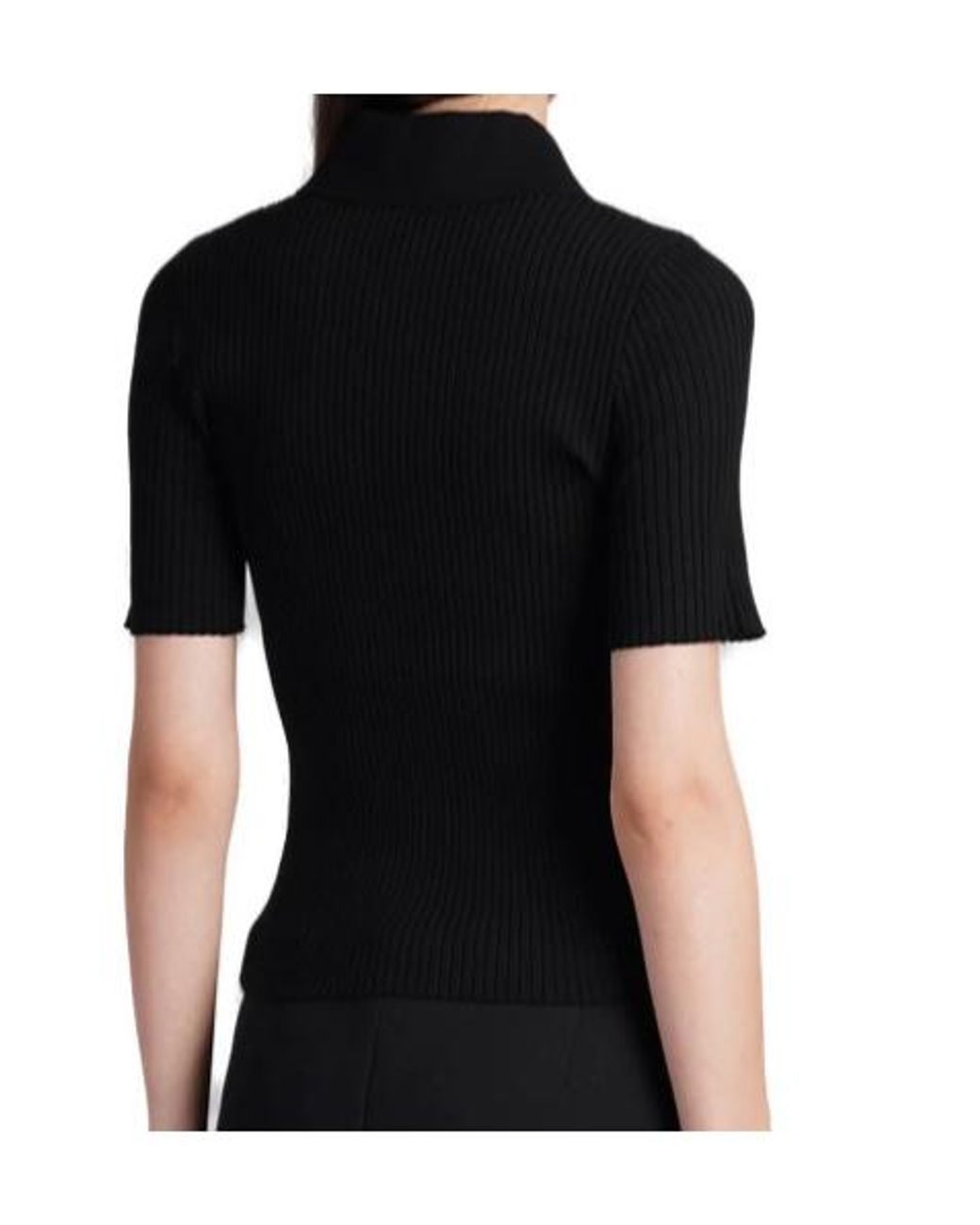 Courreges Black Courrèges Short-Sleeved Ribbed Polo Shirt