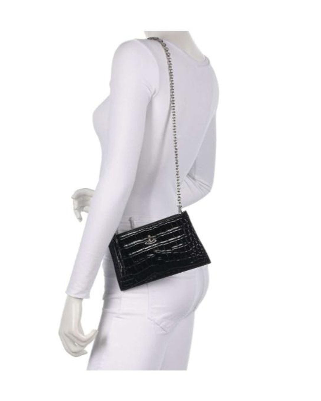 Vivienne Westwood Black Chain Embossed Logo Clutch Bag