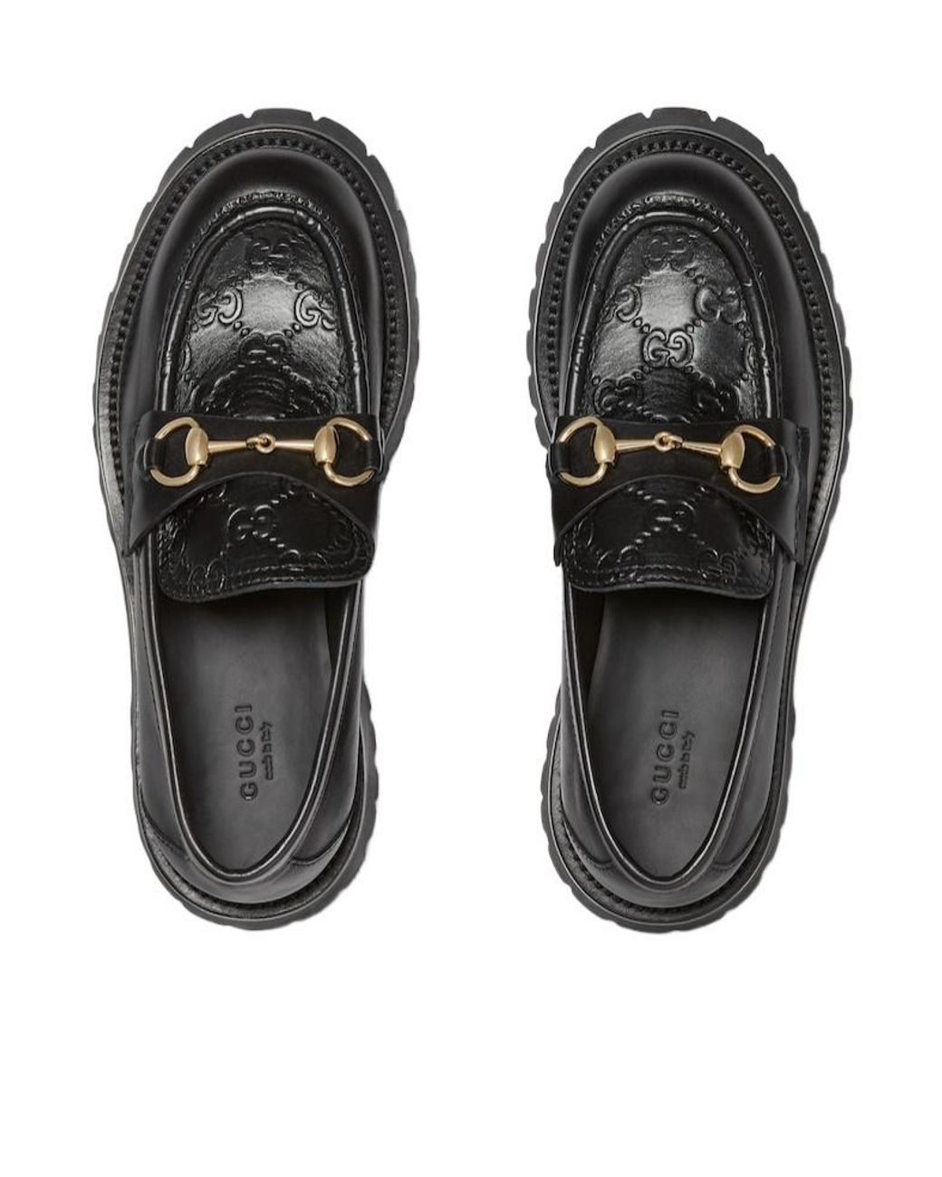 Gucci Black Lug Sole Horsebit Loafers