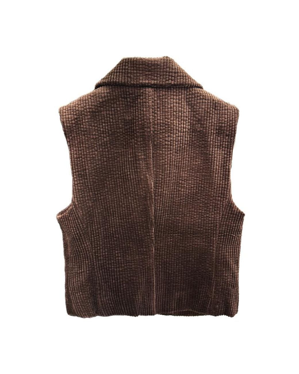 Ganni Brown Corduroy Button Waistcoat