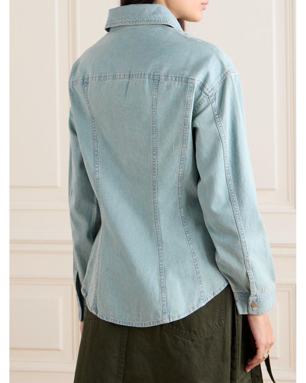 Sea Blue Patchwork Denim Shirt