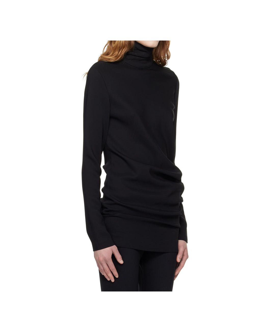 Totême Black High-Neck Twist Blouse