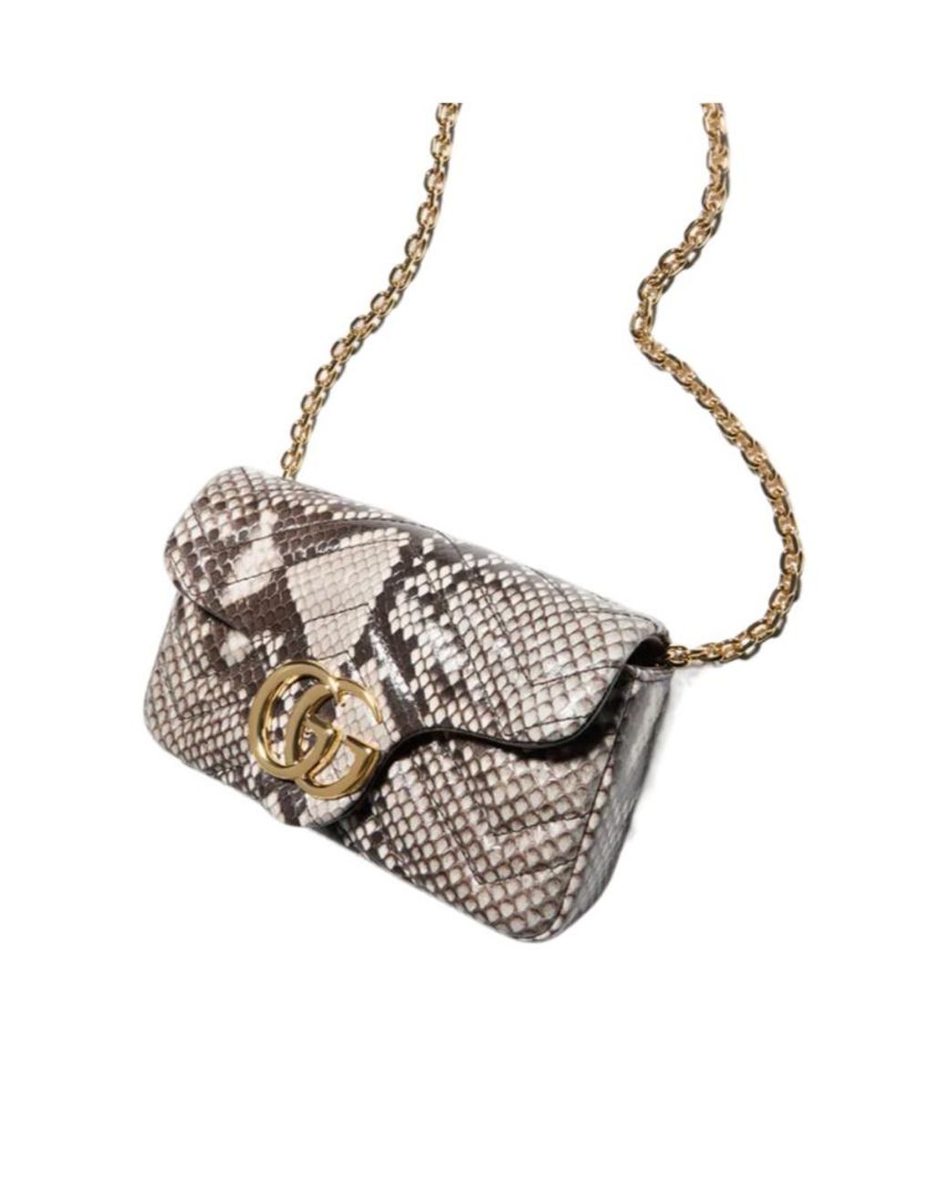 Gucci White Gg Marmont Python Mini Shoulder Bag