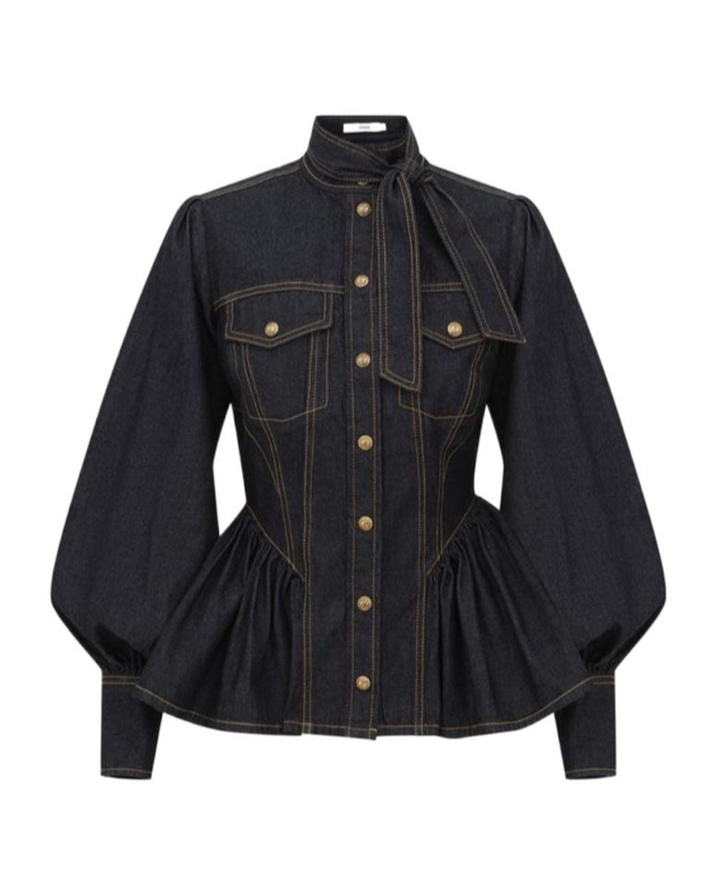 Zimmermann Black Denim Fitted Shirt
