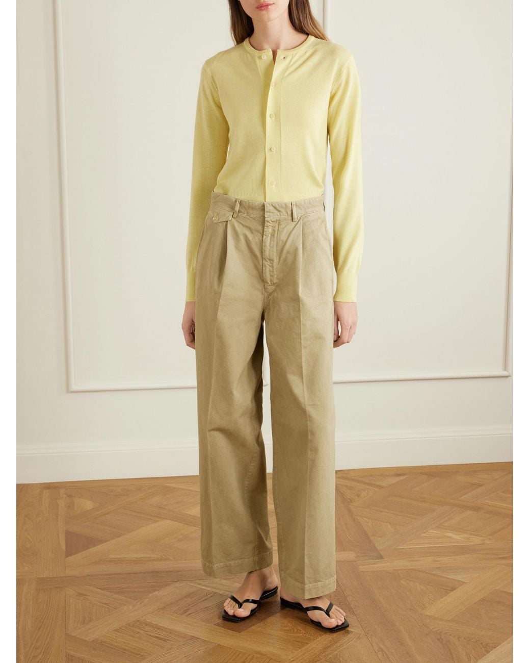 Auralee Natural Finx Wide-Leg Pants
