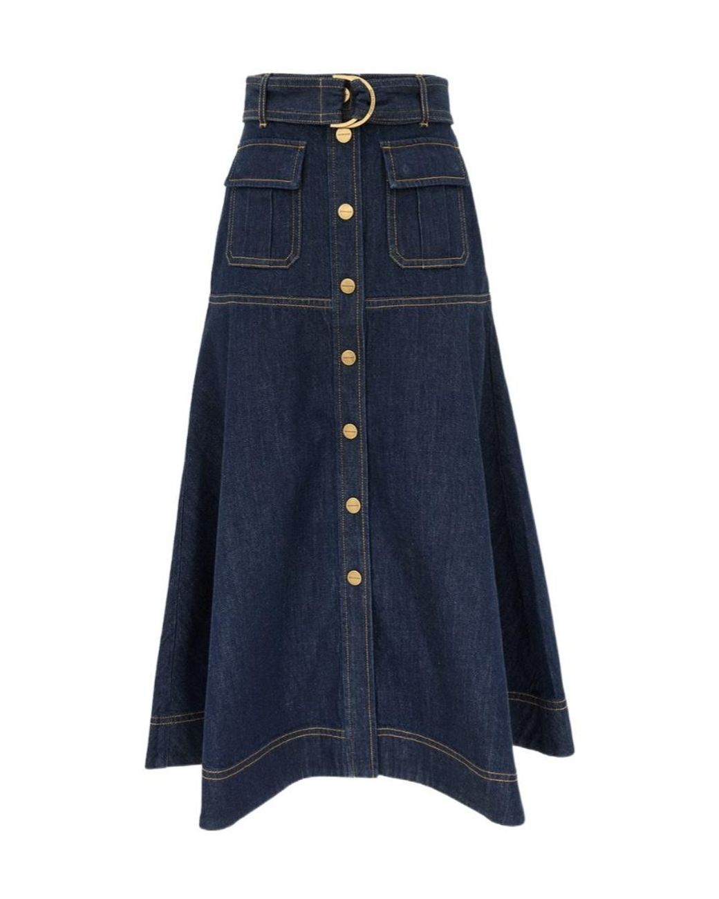 Zimmermann Blue Trailblazer Belted A-Line Skirt
