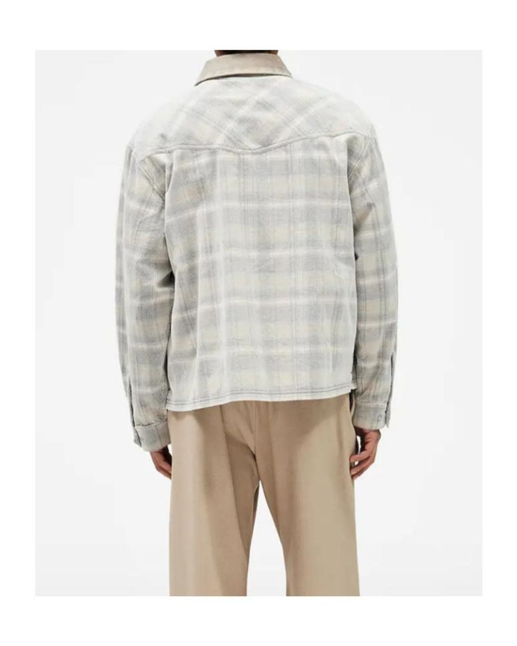 Represent Gray Check Corduroy Zip Shirt for men