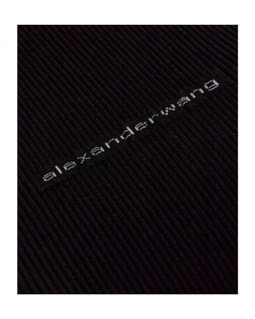 Alexander Wang Black Logo Ribbed Knitted Top