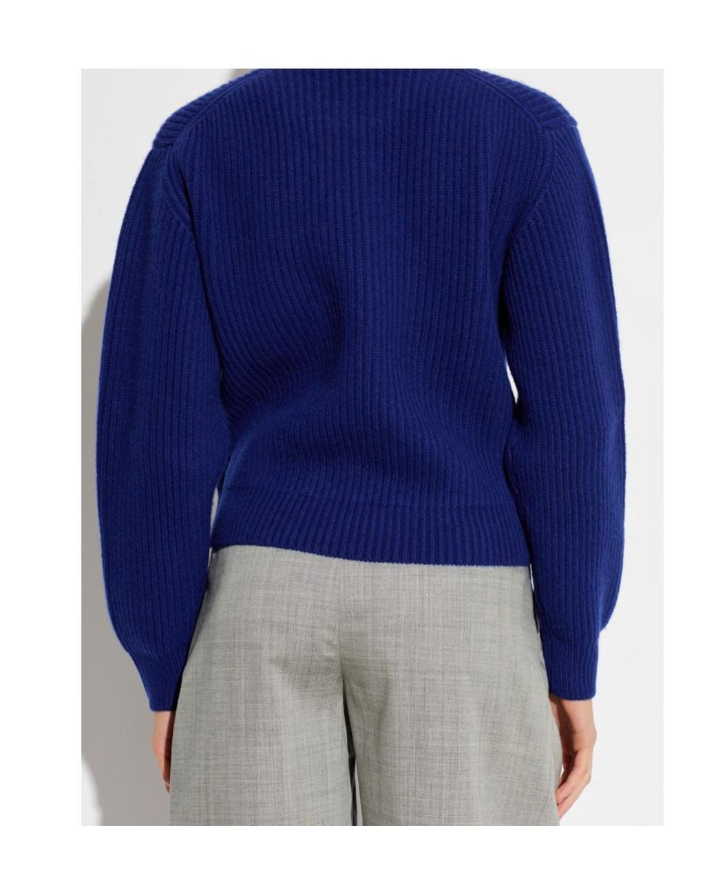 Jil Sander Blue Ribbed Crew-Neck Knitted Jumper