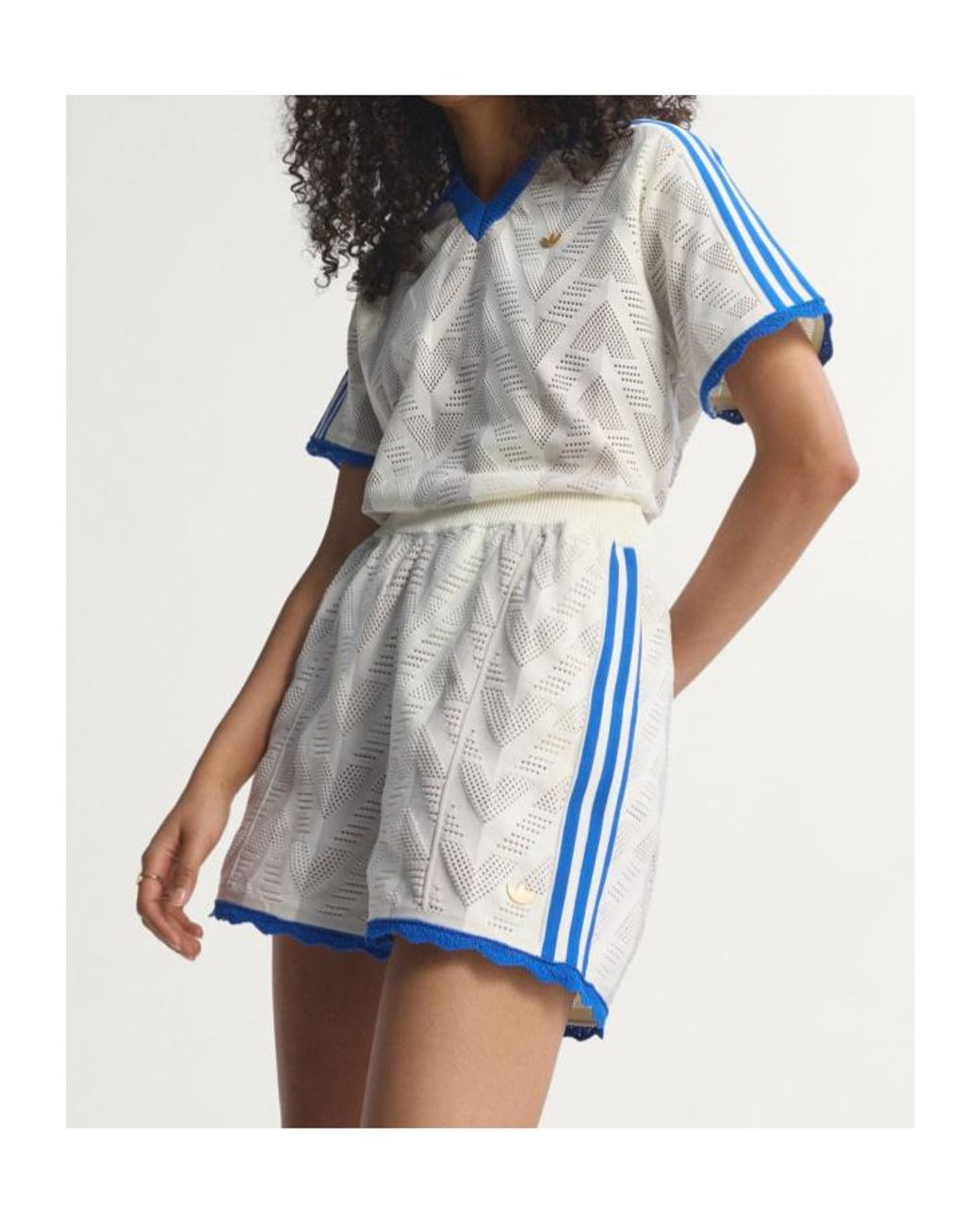 Adidas Originals Blue Logo Trim Knit Shorts