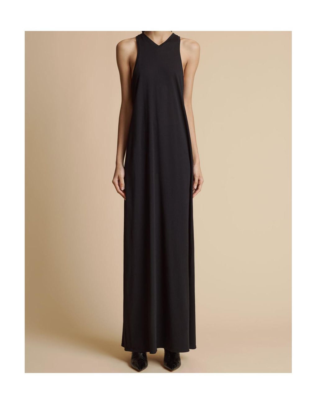 Khaite Black Vernetta V-Neck Sleeveless Maxi Dress