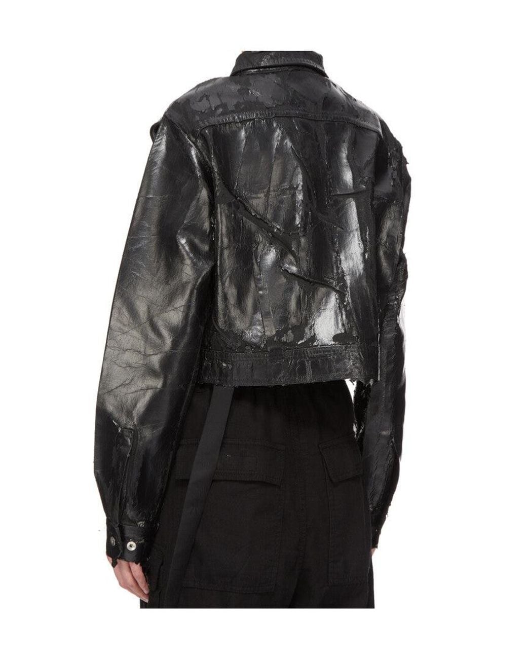 Rick Owens Black Drkshdw Fw26 Tower Cape Sleeve Cropped Outershirt