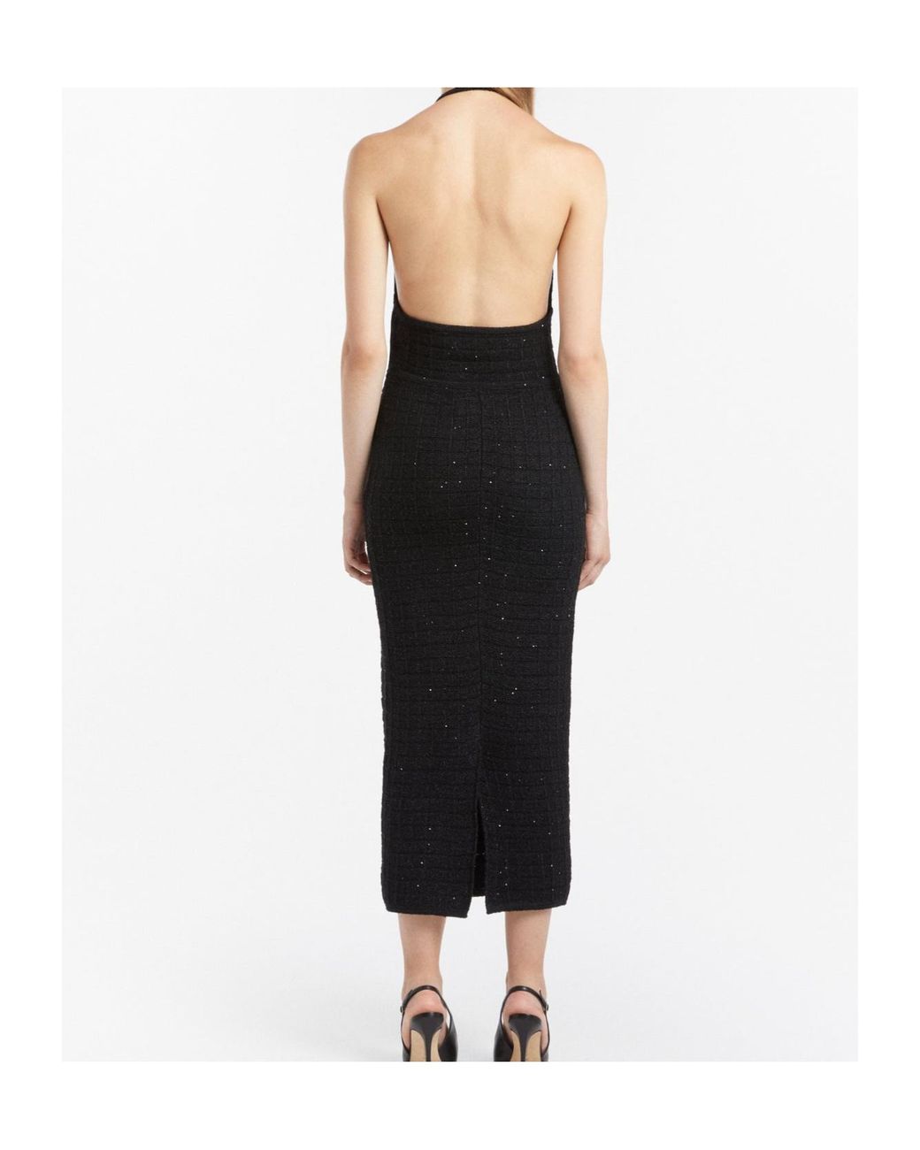 Alessandra Rich Blue Sequin Knit Midi Dress
