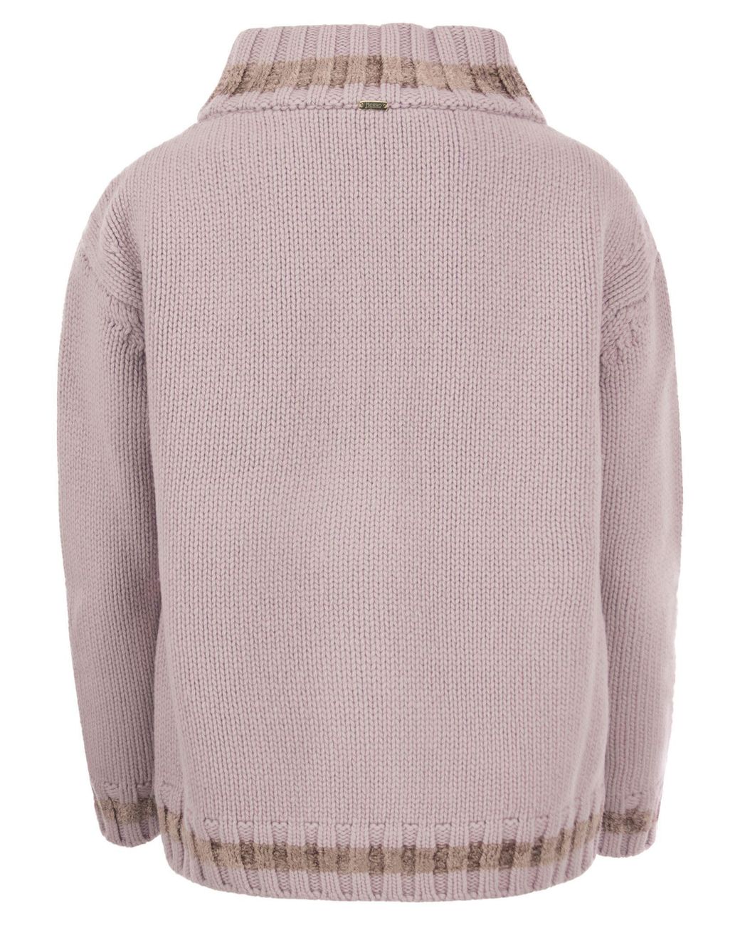 Herno Pink Striped Knitted Zip-Up Cardigan