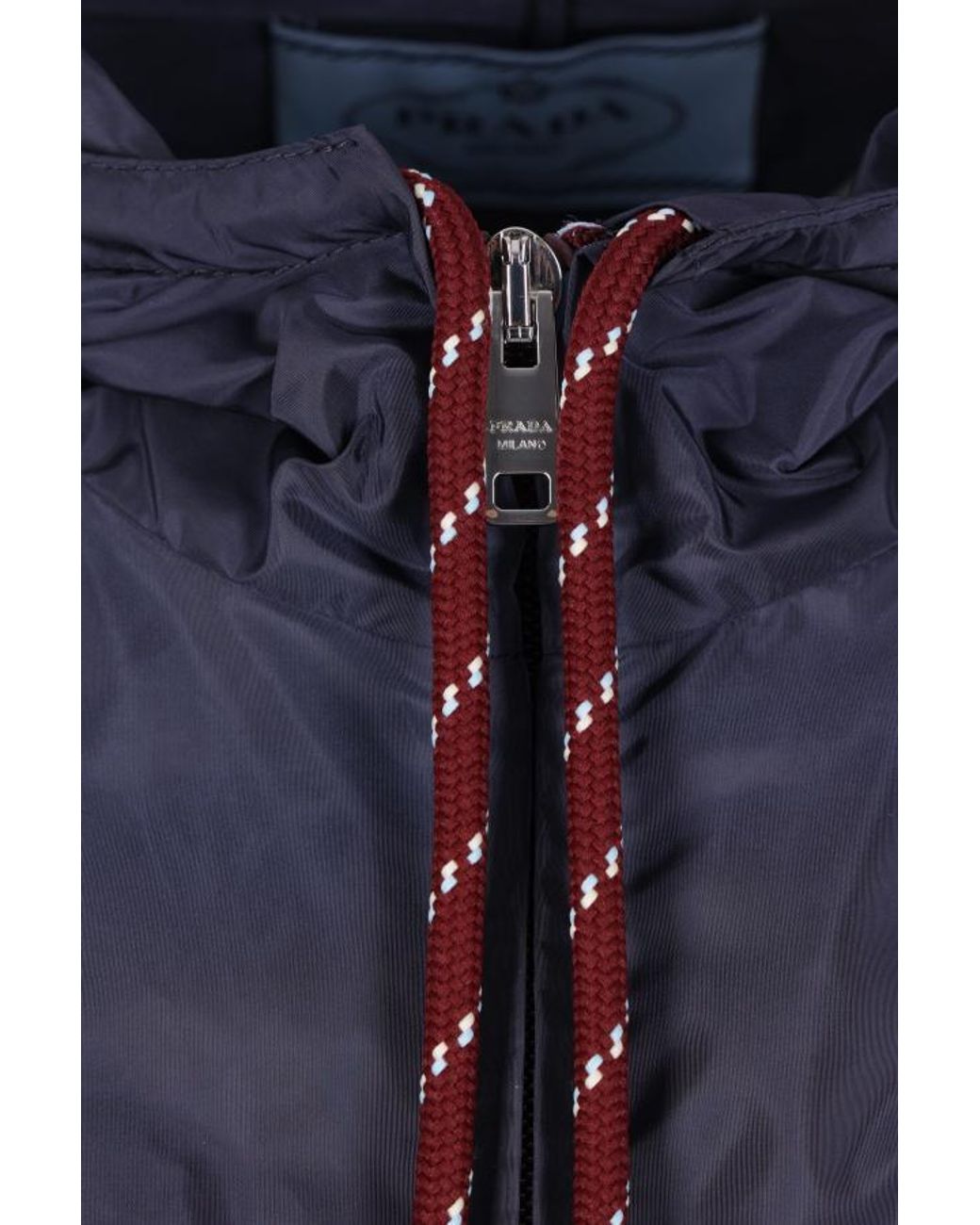 Prada Blue Zip-Up Hooded Coat