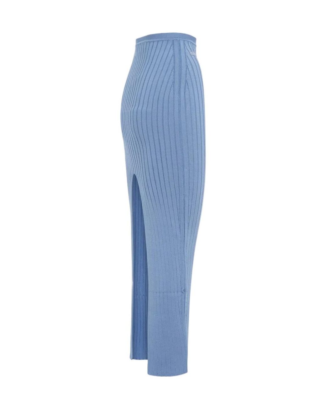 Marni Blue Logo Intarsia Ribbed-Knit Maxi Skirt