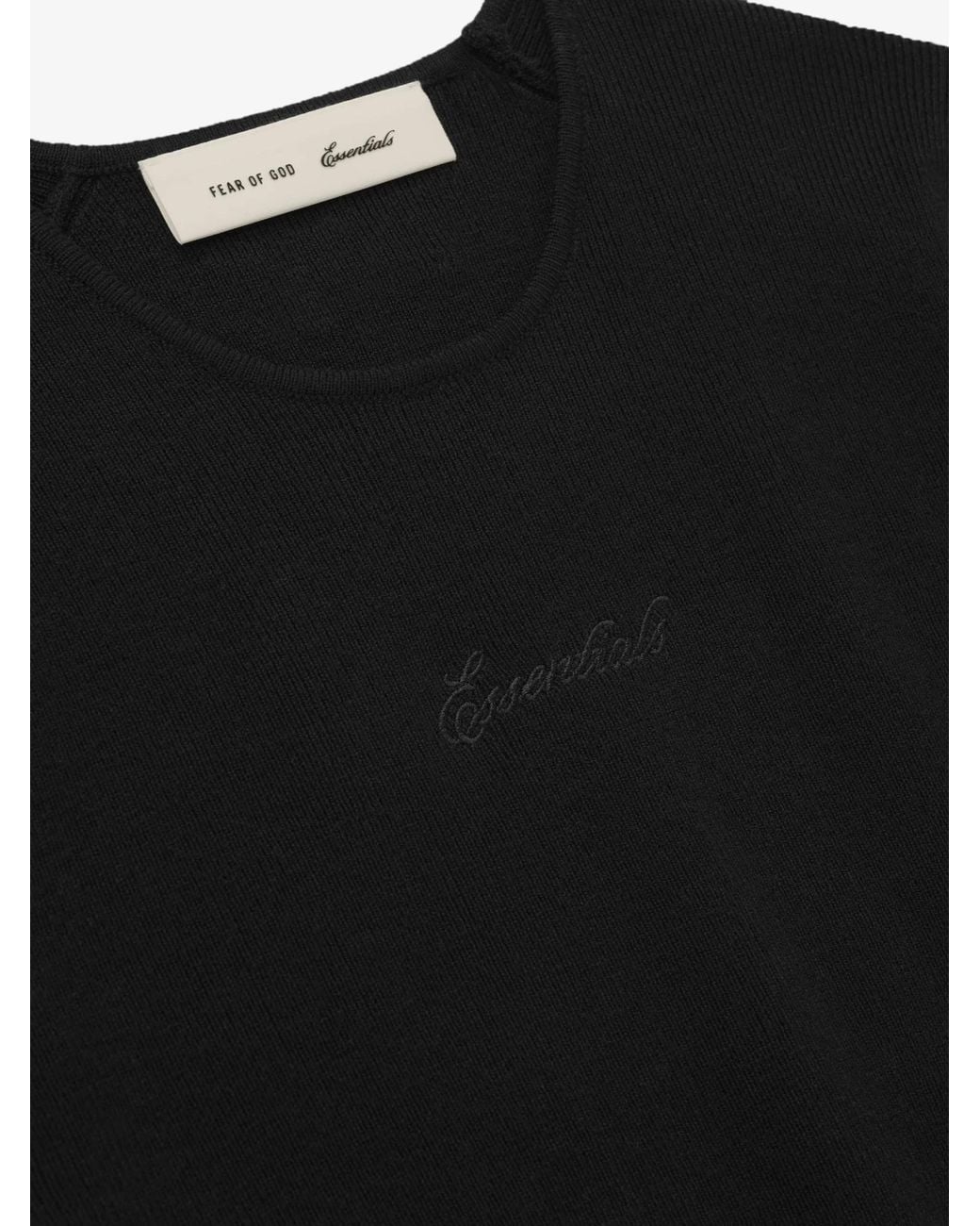Fear Of God Black Logo Embroidered Ribbed-Knit Top