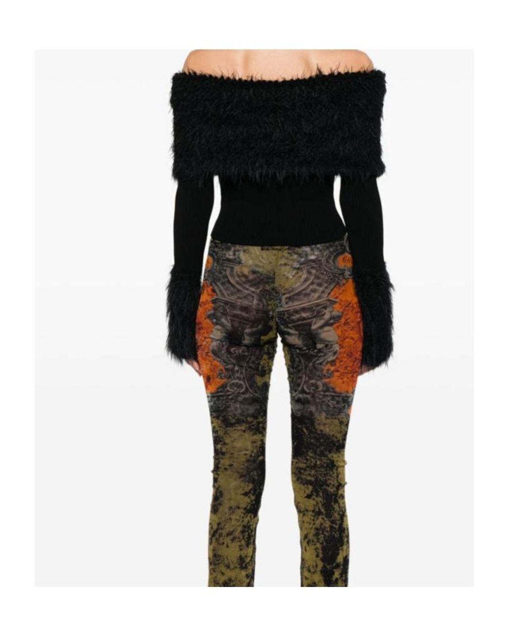 Jean Paul Gaultier Black Ribbed Knit And Fuzzy Sweater