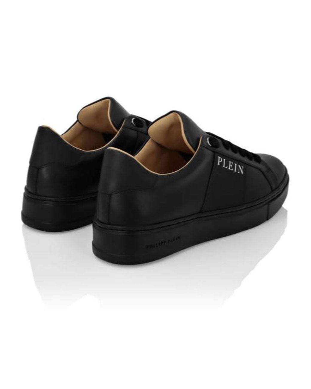 Philipp Plein Black Logo-Print Nappa Leather Sneakers for men