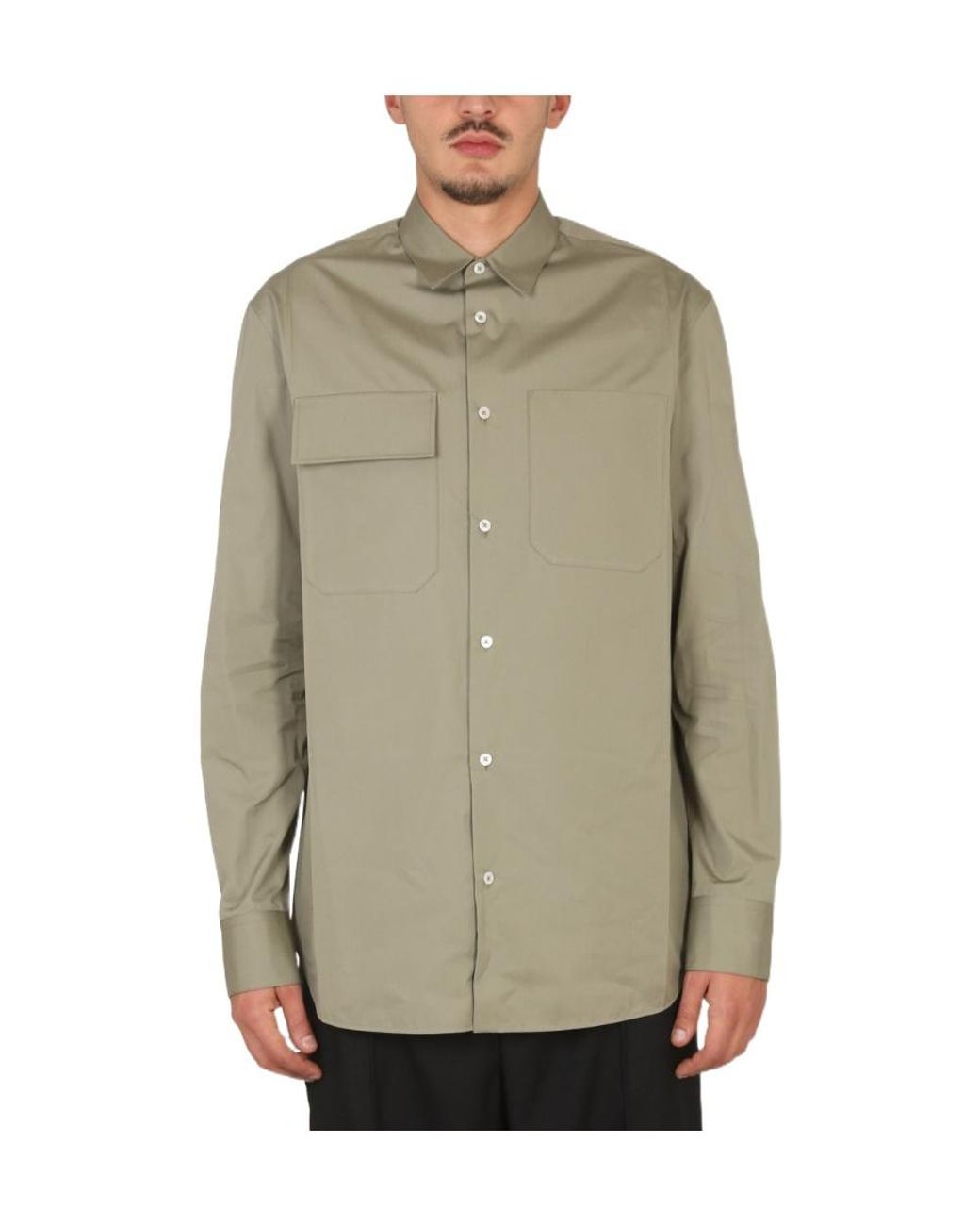 Jil Sander Natural Buttoned Long-Sleeved Shirt for men
