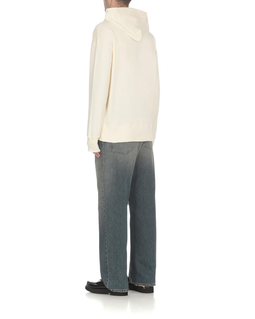 MSGM White Logo Printed Drawstring Hoodie for men