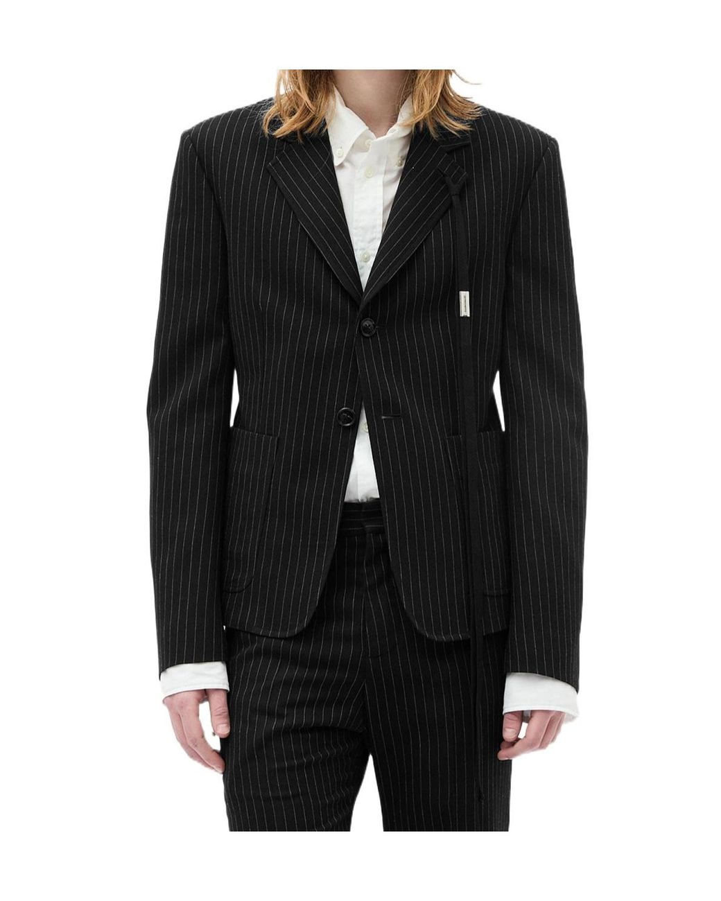 Ann Demeulemeester Black Rami Pinstripe-Pattern Blazer for men