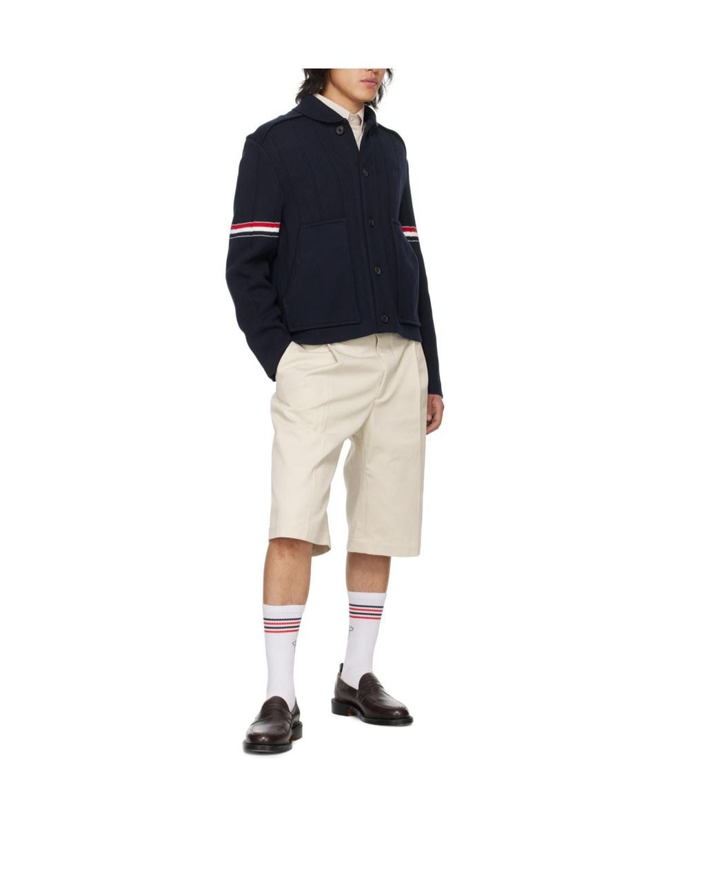 Thom Browne Blue Rwb Striped Shirt Jacket for men