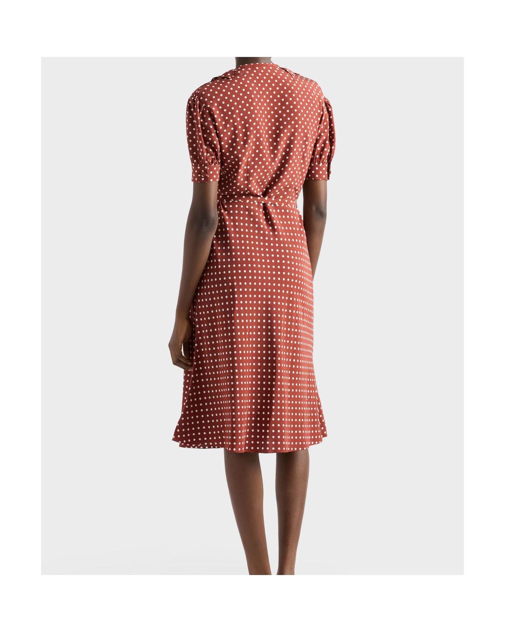 Prada Red Polka-Dot Print Marocain Dress